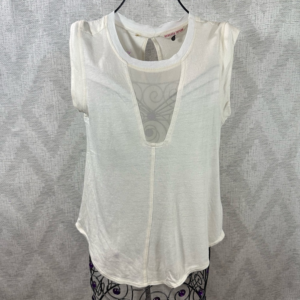 Rebecca Taylor white wool blend muscle tank size M